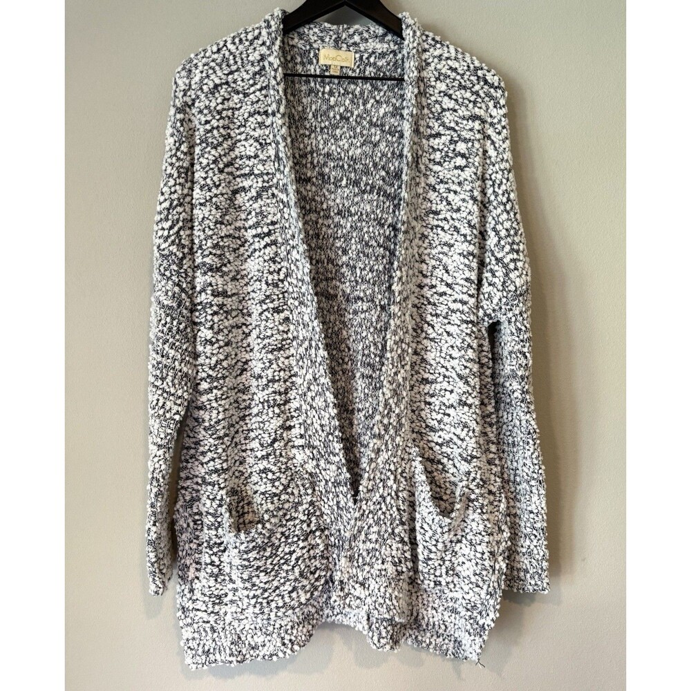 ModCloth Women's Marled Cardigan 1X Blue White Open Front Cozy
